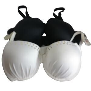 Fruit of the Loom White Studded Bra & Dreamfit Black Bra Size 42D SET OF 2 READ